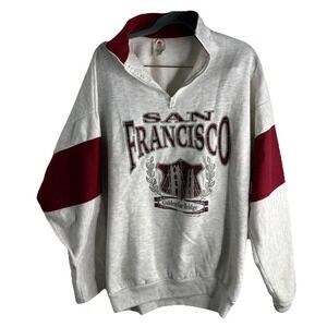 Vintage San Francisco 49ers Men XL Lee Sport 1/4 Zip Pullover Sweater Jacket 90s